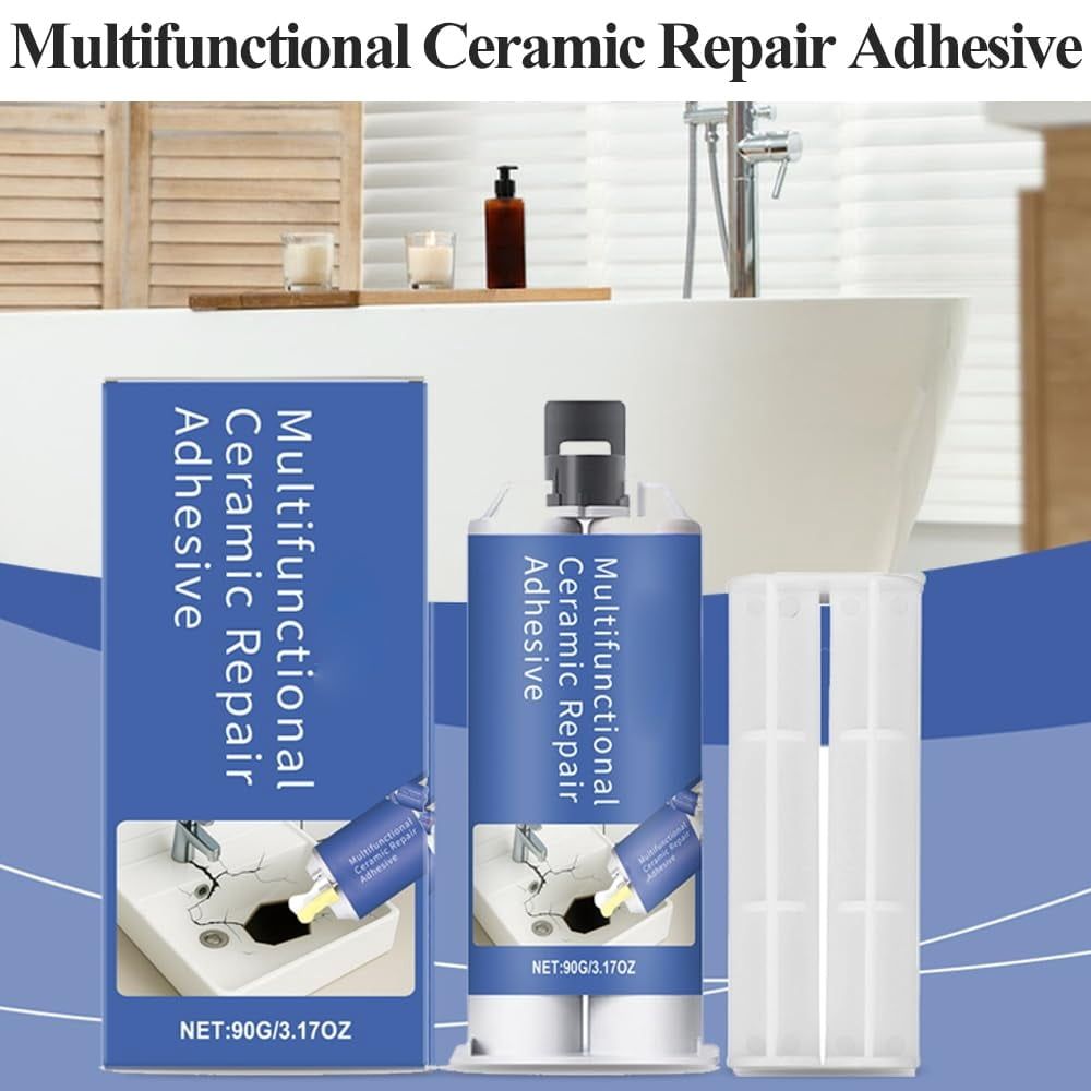 Multifunctional Ceramic Repair Adhesive, Strong Waterproof Porcelain Crack Filler, Strong Bond, Quick Drying & Waterproof, Ceramic Glue for Repairing Bathtubs,Toilets, Vases, Sinks, Tiles