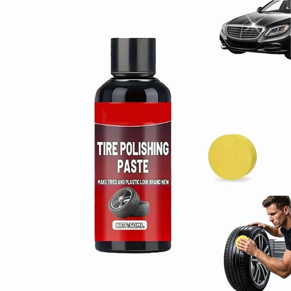 Instant Black Tire Polishing Paste, Car Tire Plastic Trim Renewal Paste, Waterproof Shine & Trim Restorer, Restores Black Gloss for Cars, Trucks