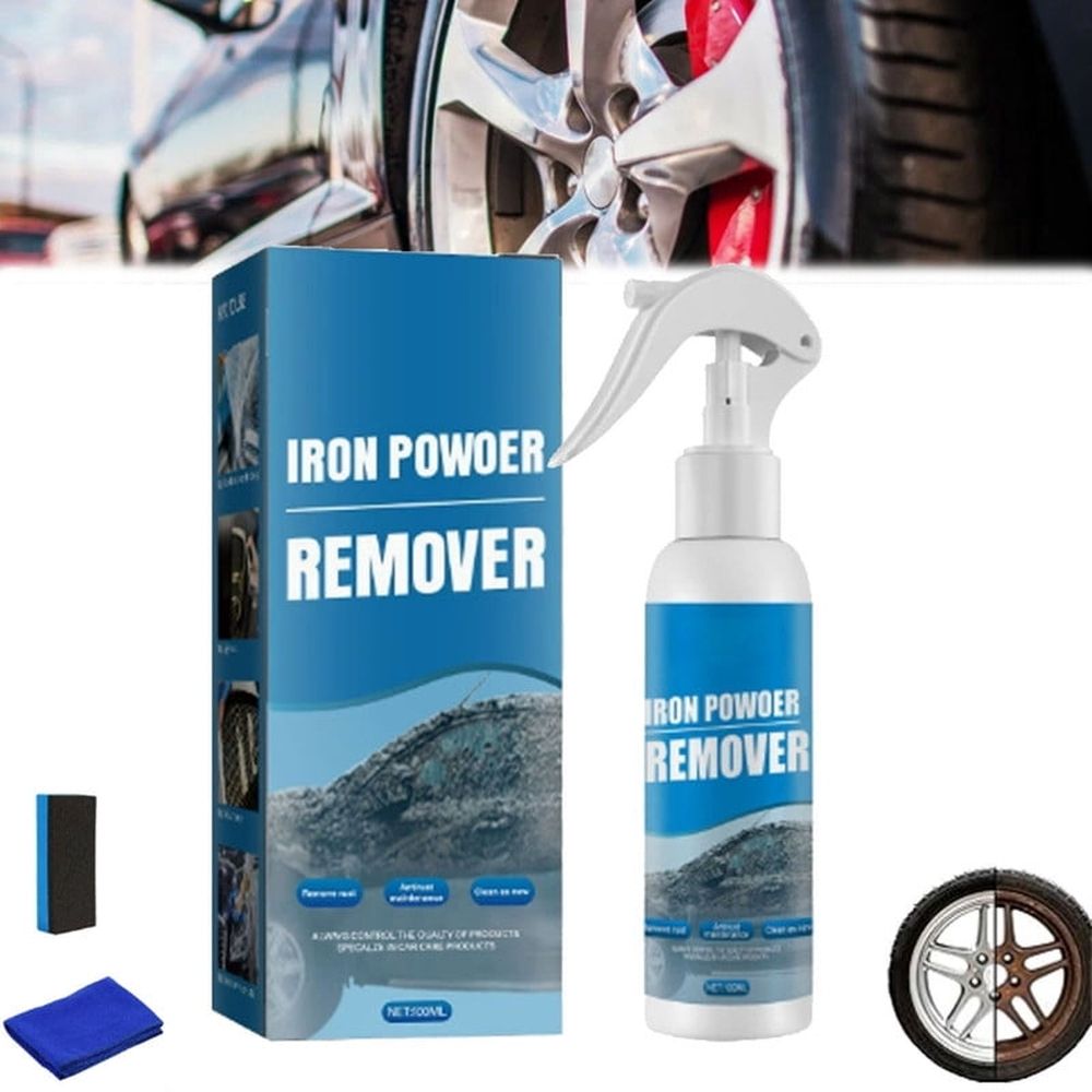 100ml Iron Powder Remover Spray, New Concentrate Iron Powder Remover, Quick-Acting Automotive Rust RemoverSpray for Vehicles, Metal, Bikes, Tools, Cars & Household Surface