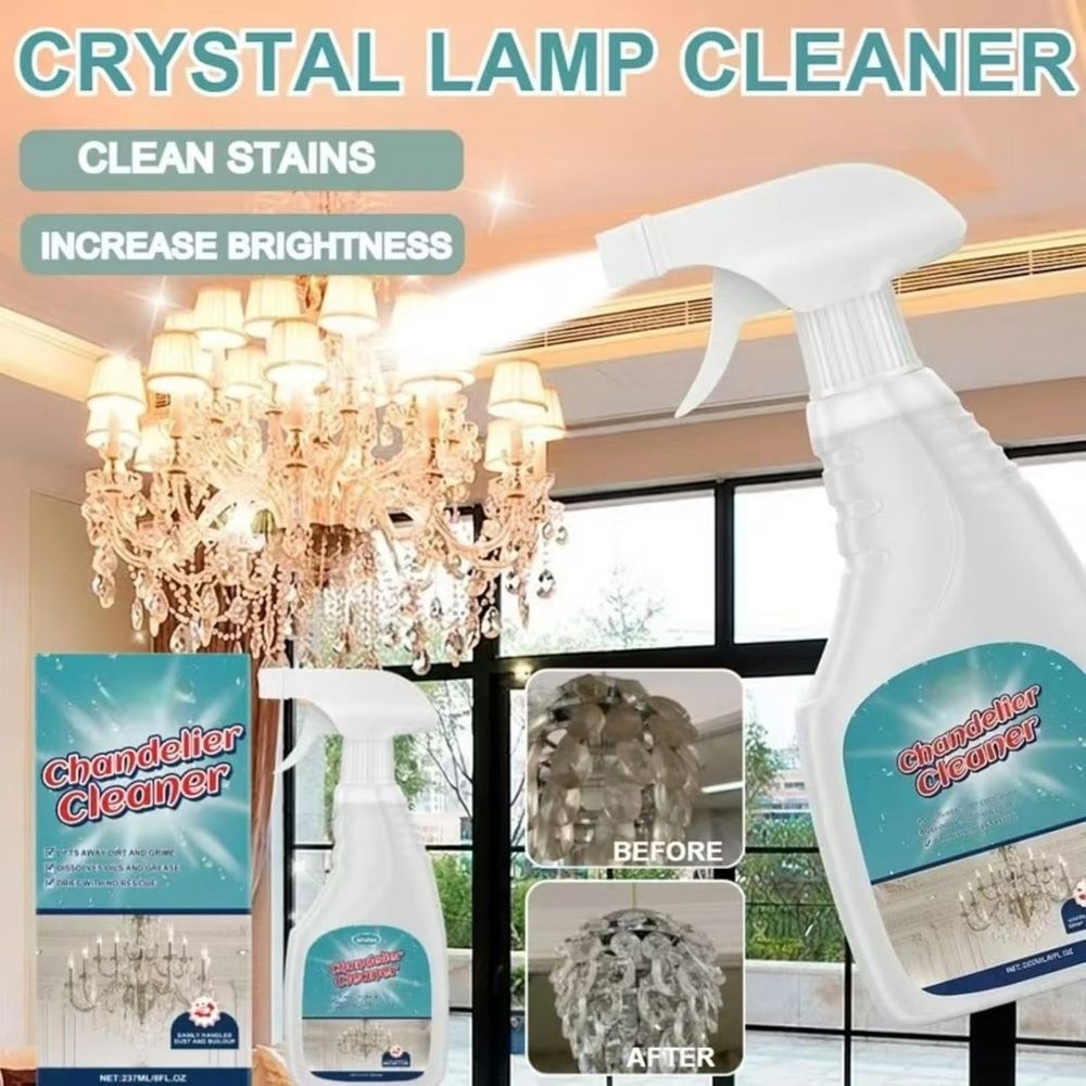 Chandelier Cleaning & Care Spray, 8 Fl Oz Chandelier Cleaner Drip Dry Spray, No Wipe Crystals Cleaning Spray, For Glass, Crystal & Acrylic Light Fixtures