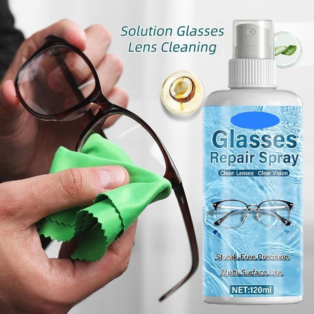Professional Lens Scratch Repair Spray, Eyeglass Scratch Remover Spray, Lens Scratchs Remover for Eyeglasses, Easy to Use, For Mirror Windshield Watch Phone Travel