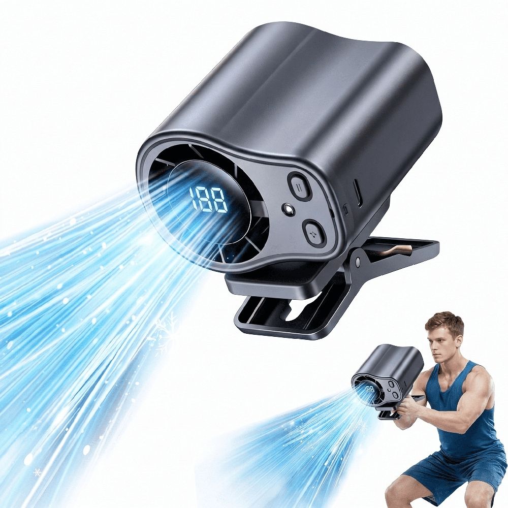 Portable Clip On Car AC Air Conditioner Fan, 3 Speed Cold Air Blowing Car A C Cooling Fan for Car Seat Dashboard Road Trip Camping
