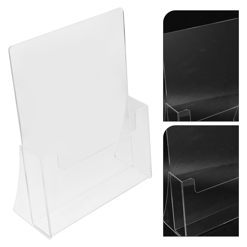 Transparent Acrylic Brochure Display Stand, Space-Saving Desk Organizer for Home, Office, Compatible with Desk and Shelf Use