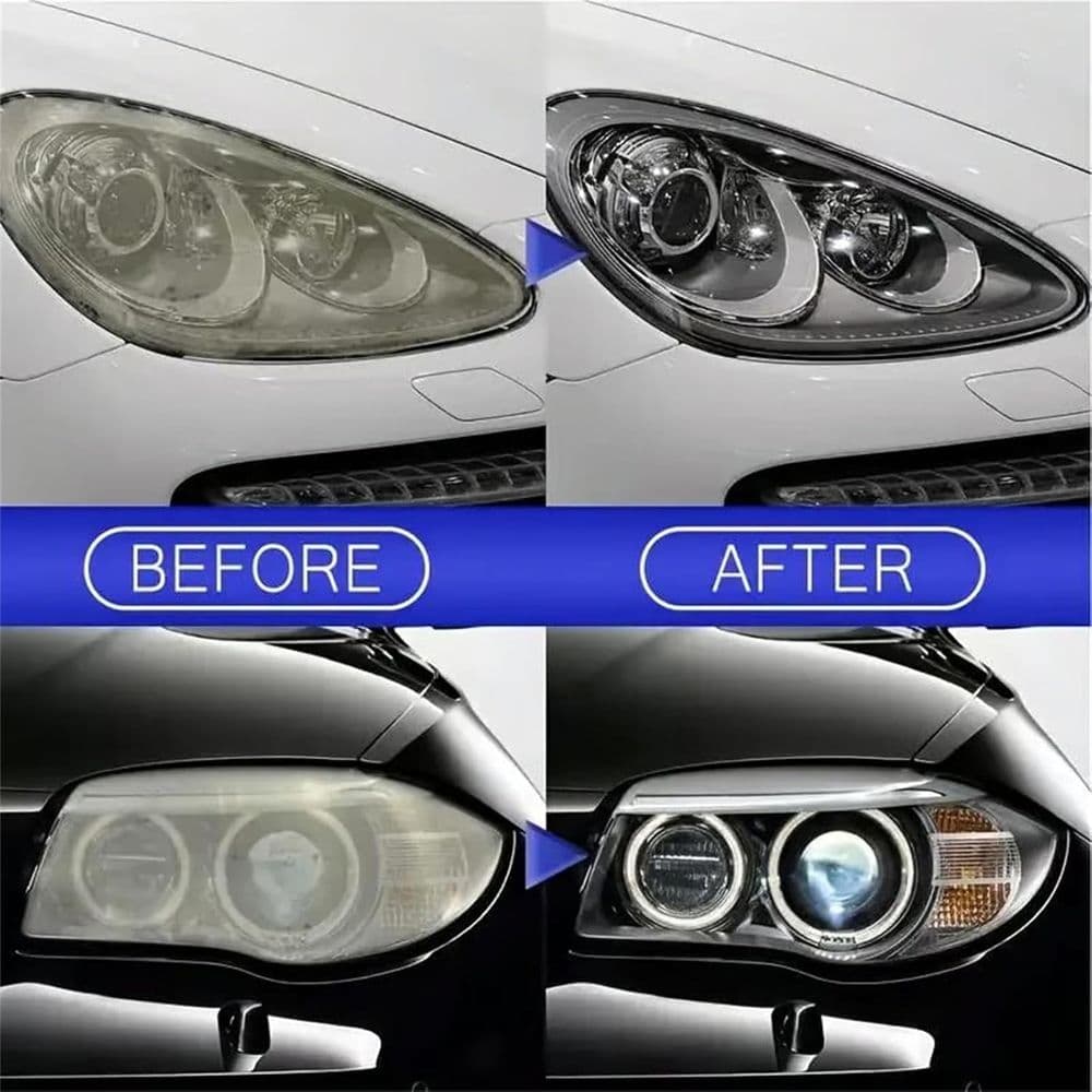 Headlight Restoration Kit Liquid Rejuvenator 180 Ml Auto Lights Restorer with Towels