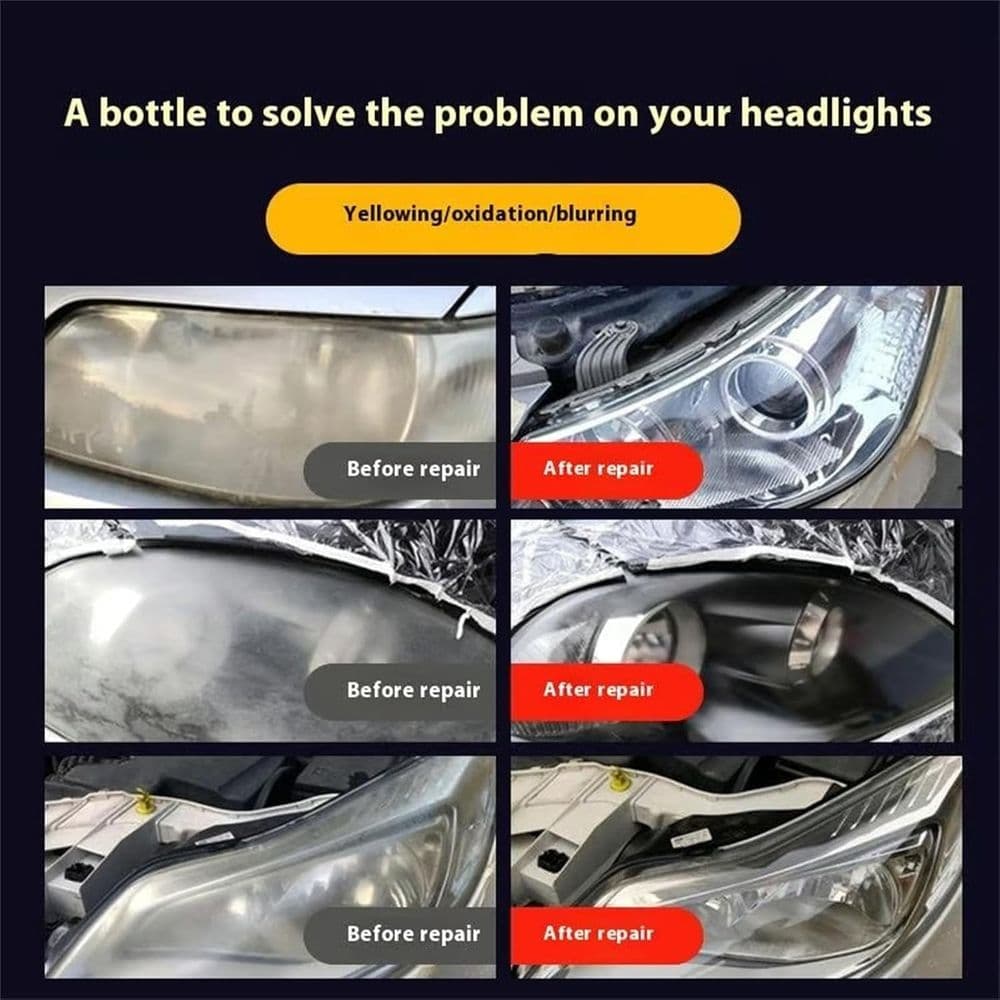Headlight Restoration Kit Liquid Rejuvenator 180 Ml Auto Lights Restorer with Towels