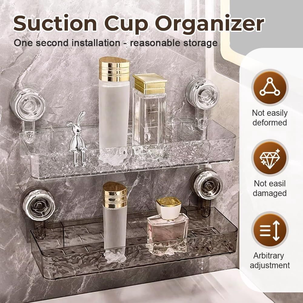 Corrugated Suction Cup Storage Holder, New Movable Shower Shelf Suction Cup, No-Drill Wall-Mounted Storage Shelf, Luxury-Style Glacier Pattern