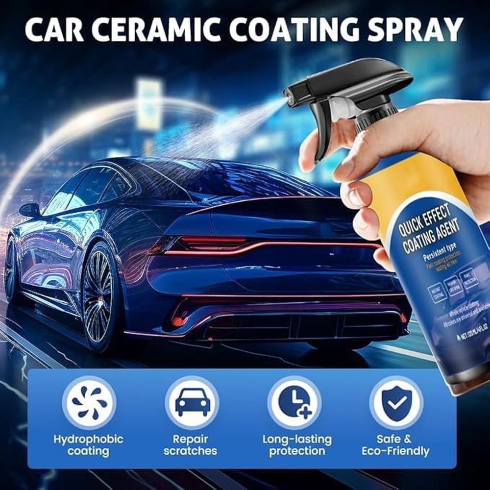 Car Polish & Coating Spray - All in One Cleaner + Restorer for Paint, Protective Layer Formula, Safe for Most Auto Finishes
