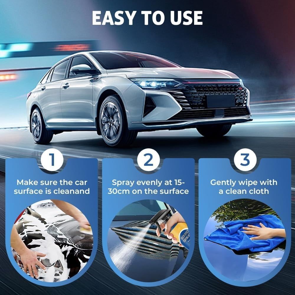 Car Polish & Coating Spray - All in One Cleaner + Restorer for Paint, Protective Layer Formula, Safe for Most Auto Finishes