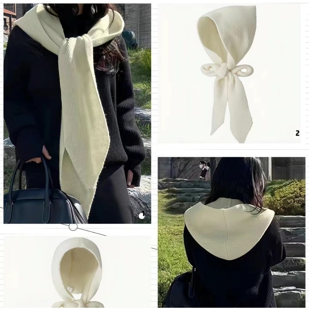2-in-1 Unisex Hooded Scarf, Knitted Hooded Long Scarf & Winter Warm Hat Scarf, Lightweight Warm Shawl for Cold Weather Outdoor and Winter Use