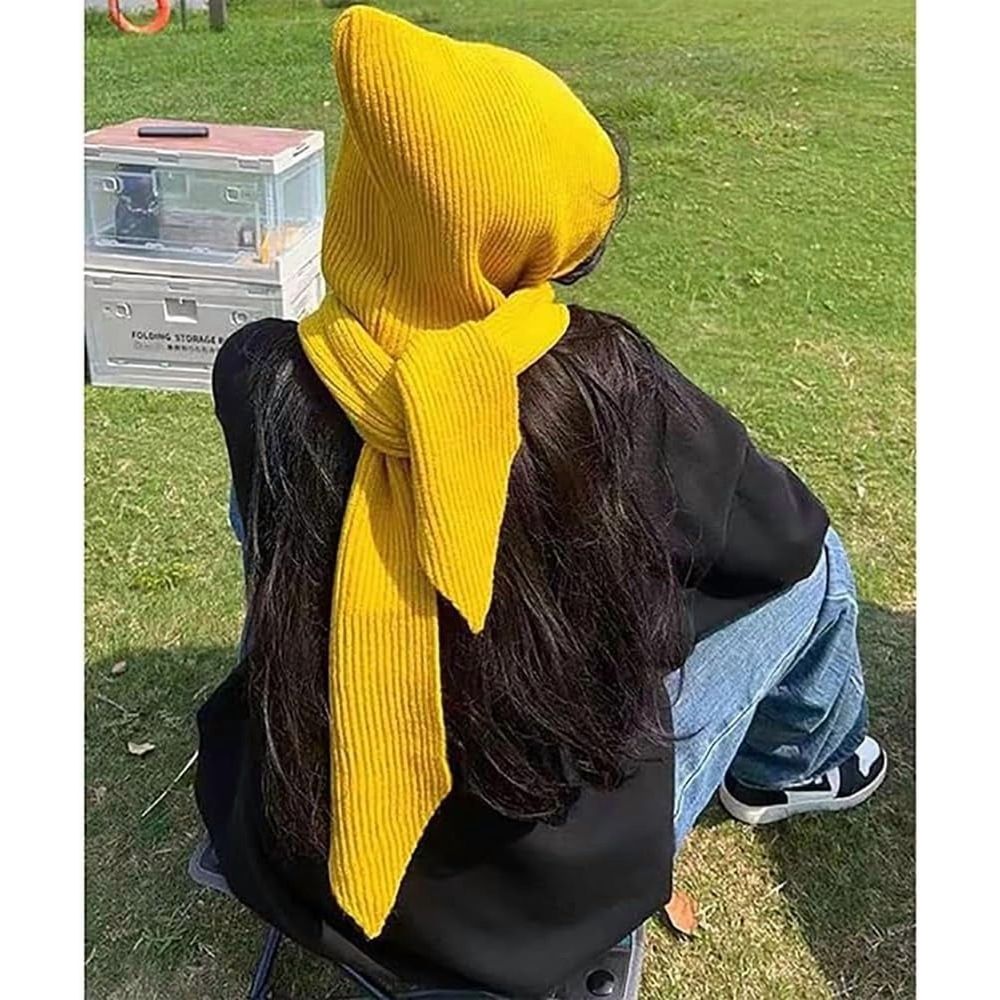 2-in-1 Unisex Hooded Scarf, Knitted Hooded Long Scarf & Winter Warm Hat Scarf, Lightweight Warm Shawl for Cold Weather Outdoor and Winter Use