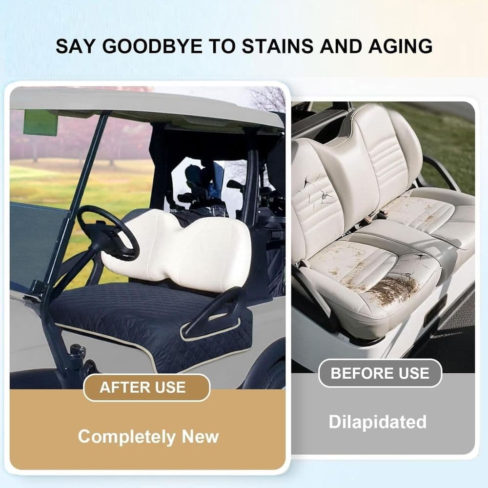 Heated Golf Cart Seat Cover 4-Zone Intelligent Heating Waterproof Quilted Fabric Universal Size