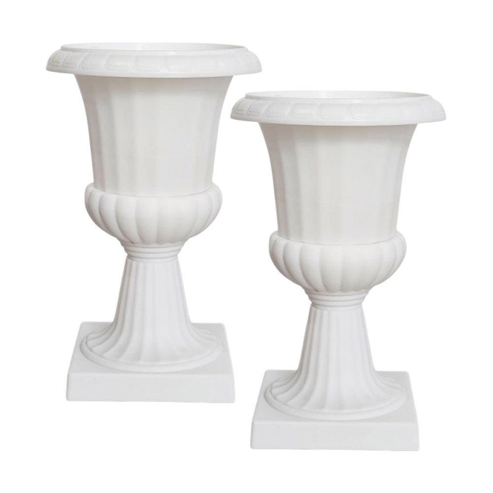 European Roman Style Plastic Flower Pot | White Planters for Artificial Flower Arrangements | 9.8x9.8x6.1 Inch Gardening Decor Pots