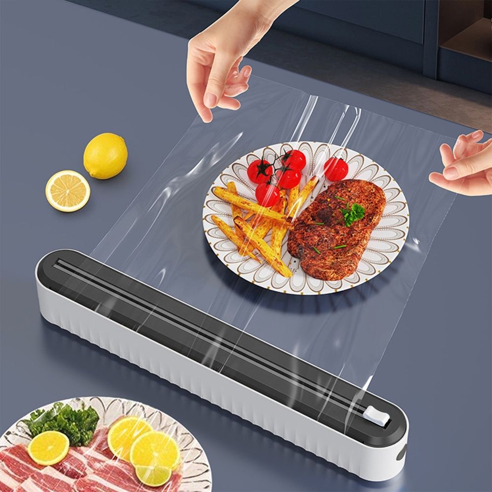 Magnetic Suction Wrap Dispenser with Cutter | Aluminum Foil, Plastic Food Wrap & Cling Film Dispenser | Refillable Design | Fits Refrigerator & Desktop Use | Black, Yellow, Blue