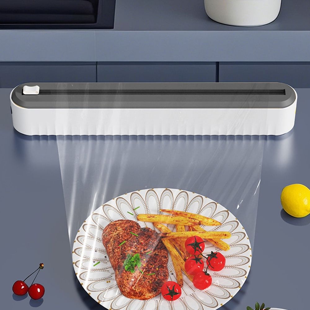 Magnetic Suction Wrap Dispenser with Cutter | Aluminum Foil, Plastic Food Wrap & Cling Film Dispenser | Refillable Design | Fits Refrigerator & Desktop Use | Black, Yellow, Blue