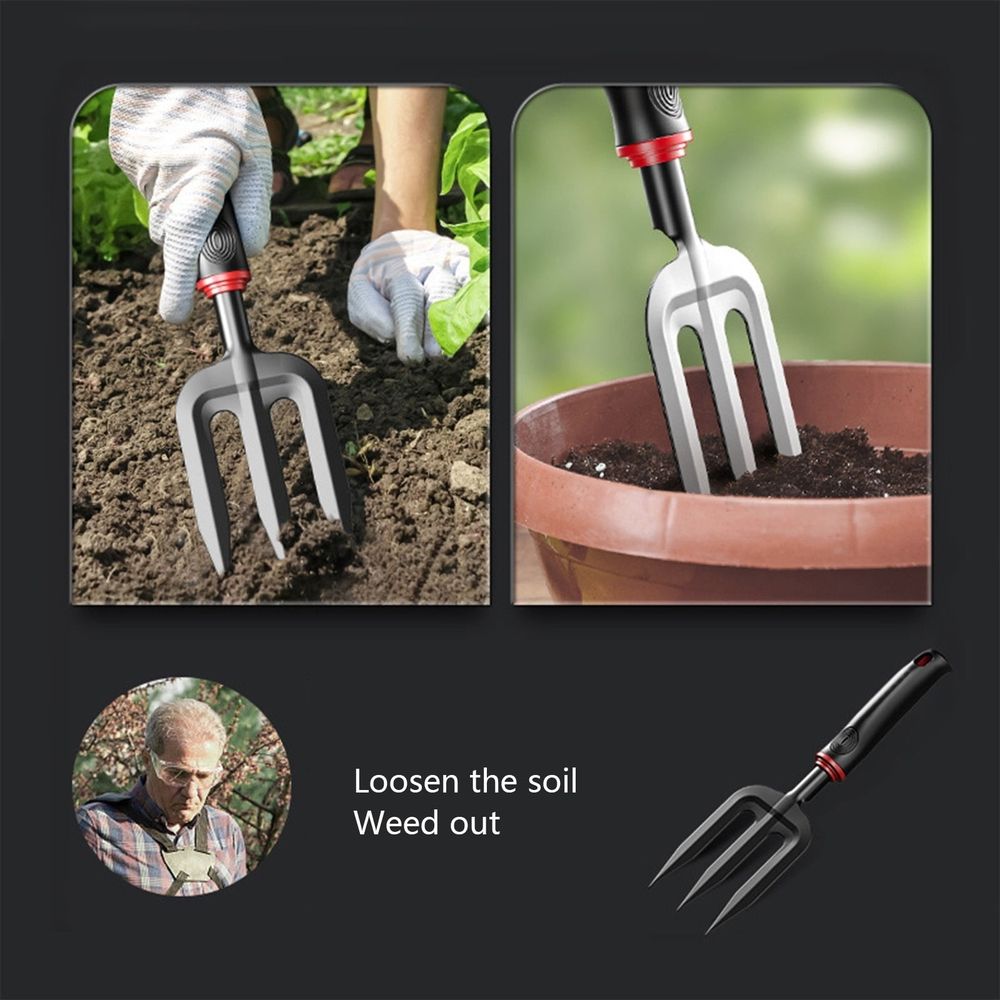 Quenched Steel Garden Hand Fork | 3-Tine Weeding & Planting Tool | HRC60 Hardened Steel with Fiber Reinforced Handle | Rust-Resistant for Vegetable & Flower Cultivation