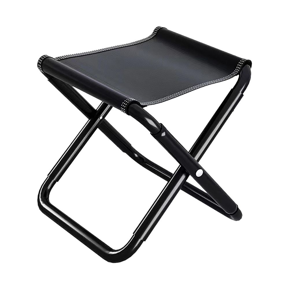Portable Folding Camping Stool, Lightweight Collapsible Foot Stool | Heavy Duty Compact Folding Seat for Outdoor, Camping, Fishing, Hiking, BBQ | Aluminum Frame & Black Oxford Fabric 12x12in