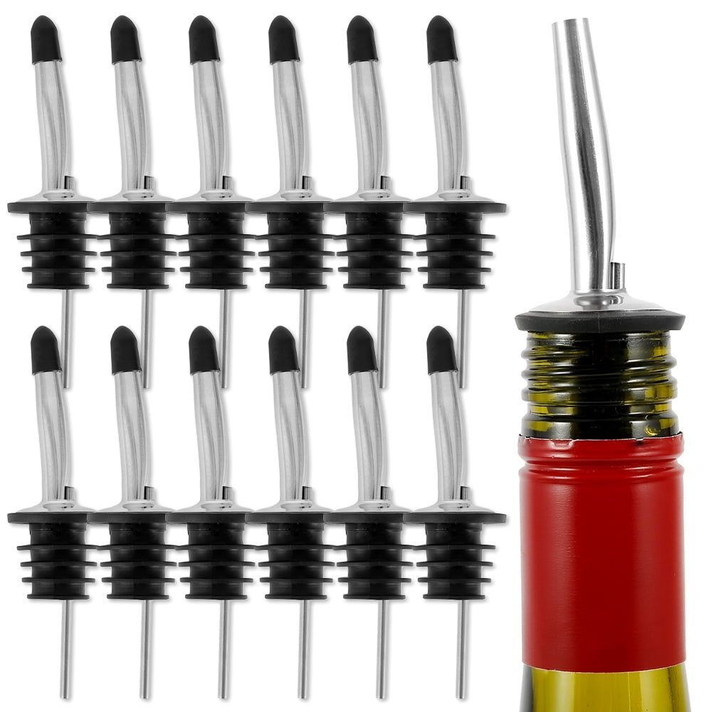 12 Wine Pourers Bottle Stoppers Stainless Steel Drink Spouts Liquor Bar Oil Flow