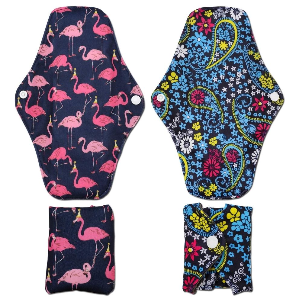 7 in 1 Reusable Menstrual Pads (28cm 4 Layers),Bamboo Cloth Pads for Heavy Flow with Wet Bag,Large Sanitary Pads Set with Wings for Women,Washable Overnight Cloth Panty Liners Period Pads