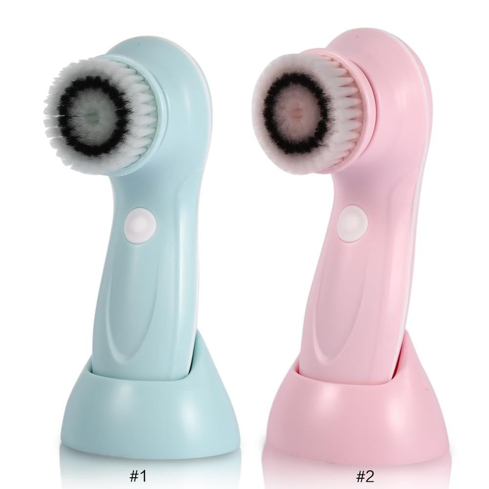 Electric Face Beauty Device Portable USB Rechargeable Facial Cleansing Brush Face Wash Soft Cleaner Tools Rotating Face Brush for Deep Cleansing,Gentle Exfoliating and Massaging (Pink/Blue)