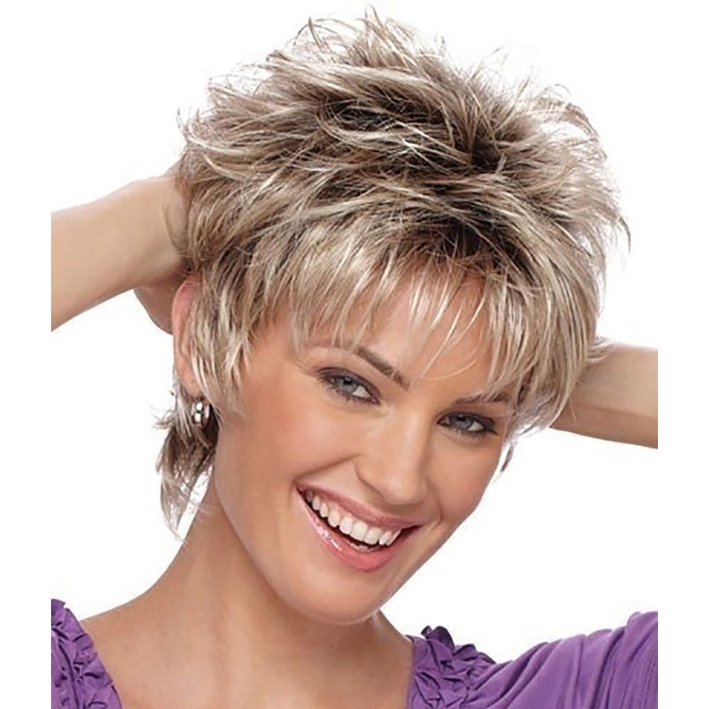 Fashion Wig Short Haircut Curly Color Gradient Wigs Short Synthetic