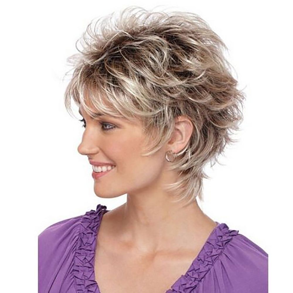 Fashion Wig Short Haircut Curly Color Gradient Wigs Short Synthetic