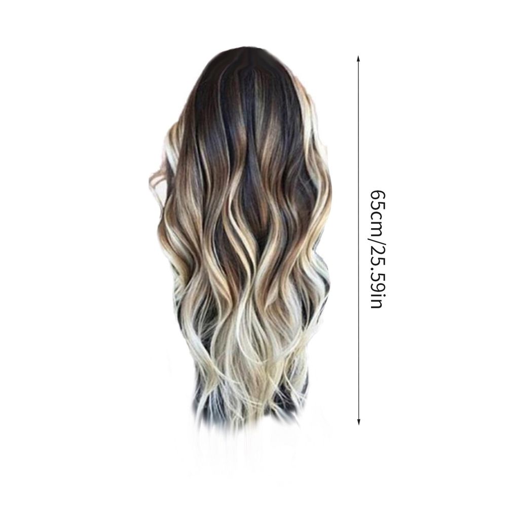 Women's Brown Mixed Color Gradient Medium Length Curly Wig