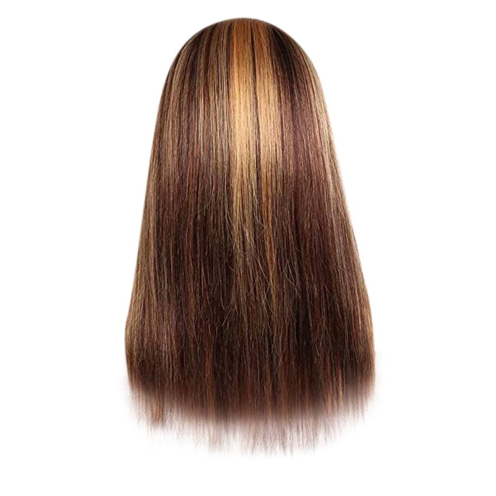 Women's Long Straight With Pre-Plucked Hair Line Brown Human Hair Straight Wig