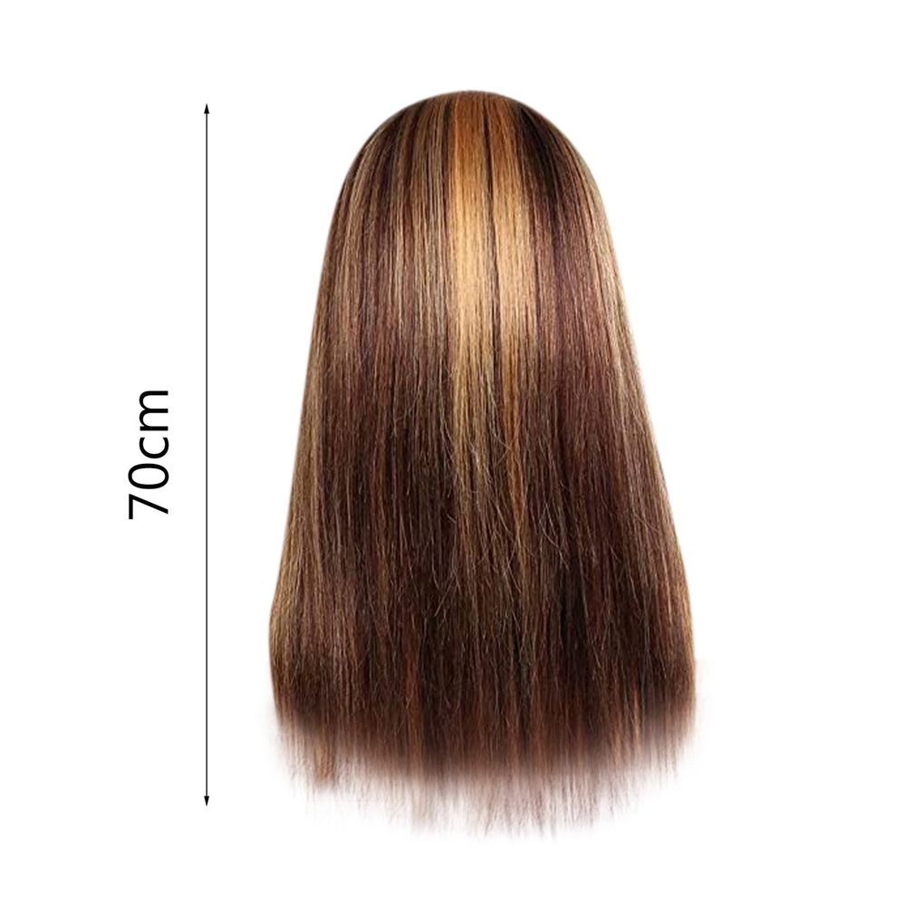 Women's Long Straight With Pre-Plucked Hair Line Brown Human Hair Straight Wig