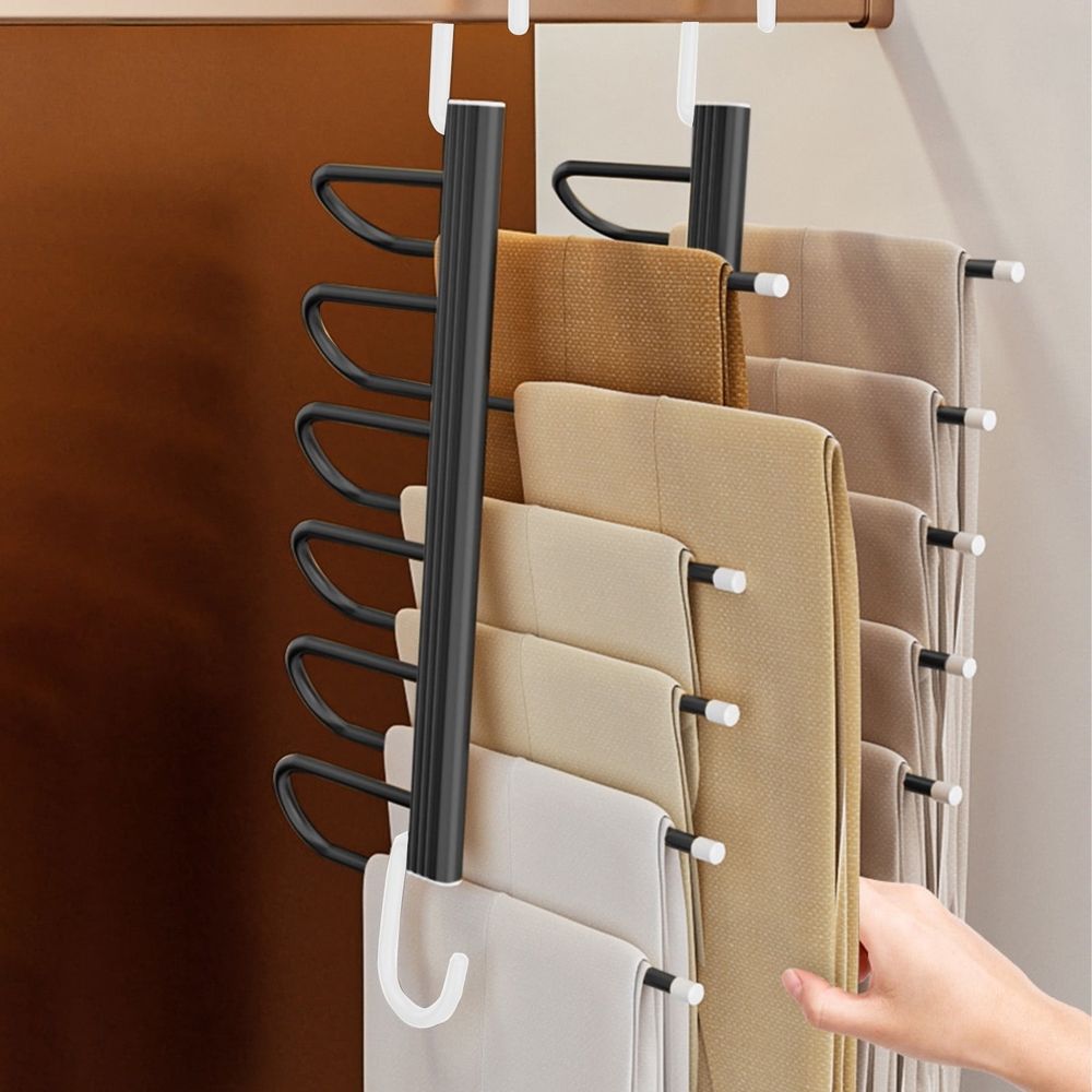 Pants Hangers, Non Slip Space Saving Hangers, Folding Clothes Hangers, Multi-Purpose Organizer For Pants, Scarves, Jeans