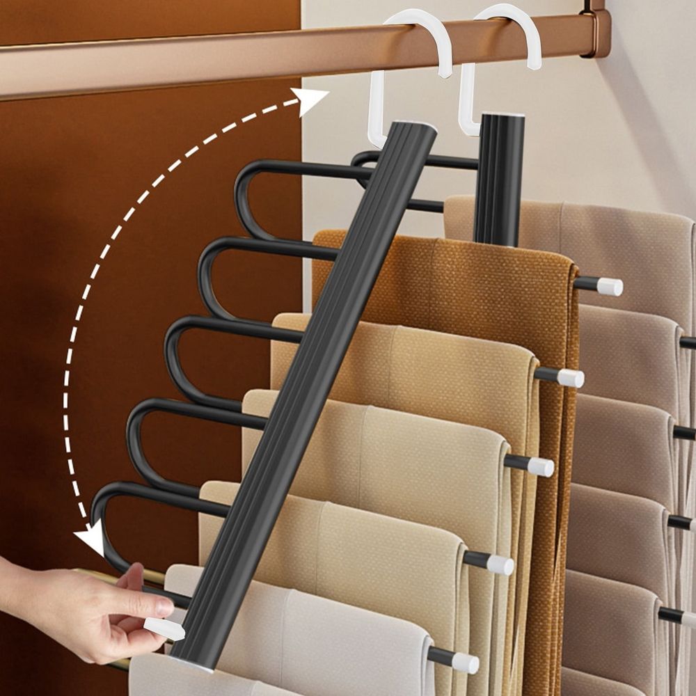 Pants Hangers, Non Slip Space Saving Hangers, Folding Clothes Hangers, Multi-Purpose Organizer For Pants, Scarves, Jeans