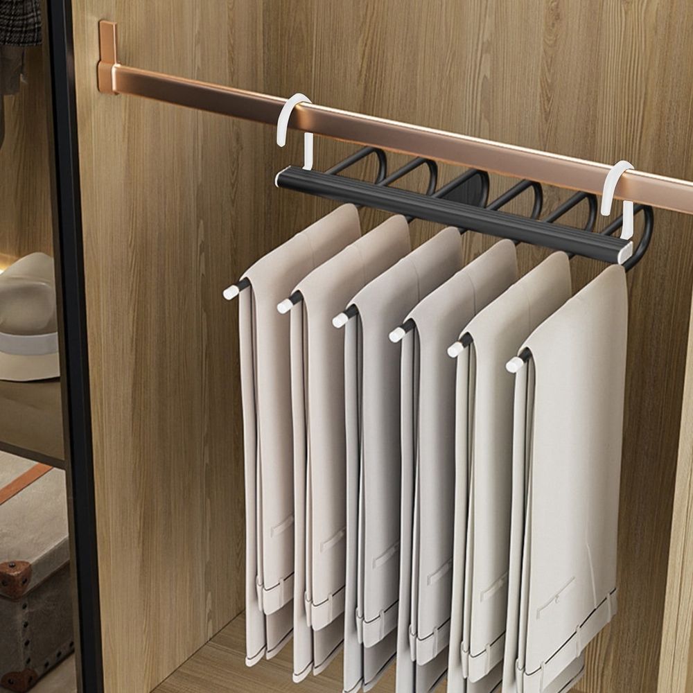 Pants Hangers, Non Slip Space Saving Hangers, Folding Clothes Hangers, Multi-Purpose Organizer For Pants, Scarves, Jeans