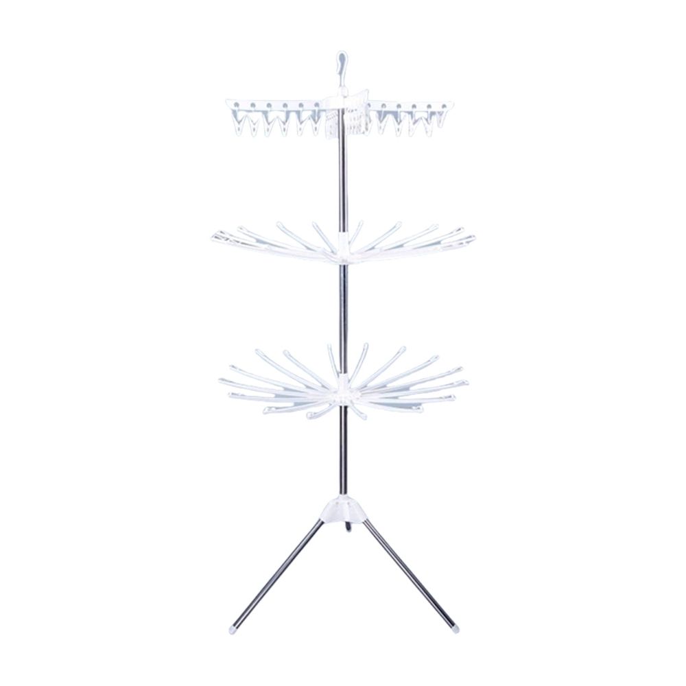 Clothes Drying Rack, Folding Clothes Drying Tree, 3 Tier Laundry Drying Rack Indoor With Rotating Clothes Rail For 27 Pieces Of Clothes, Space Saving, Stainless Steel