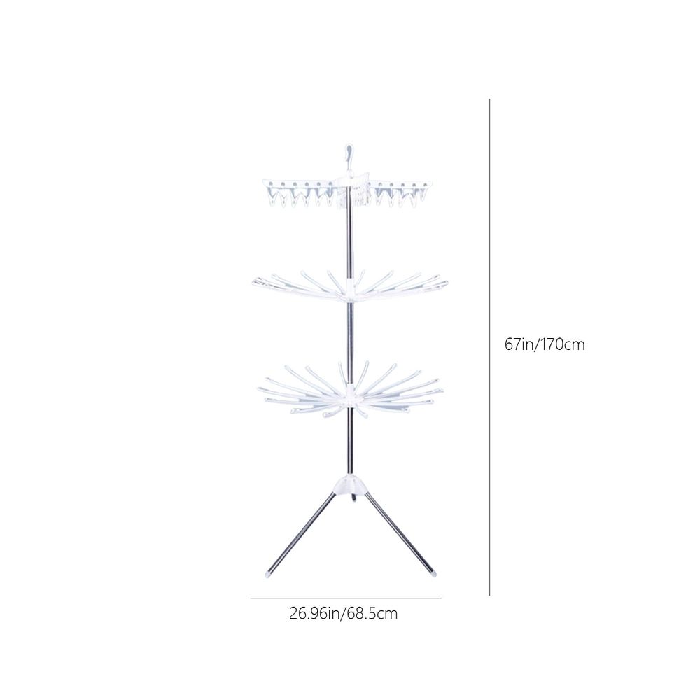 Clothes Drying Rack, Folding Clothes Drying Tree, 3 Tier Laundry Drying Rack Indoor With Rotating Clothes Rail For 27 Pieces Of Clothes, Space Saving, Stainless Steel
