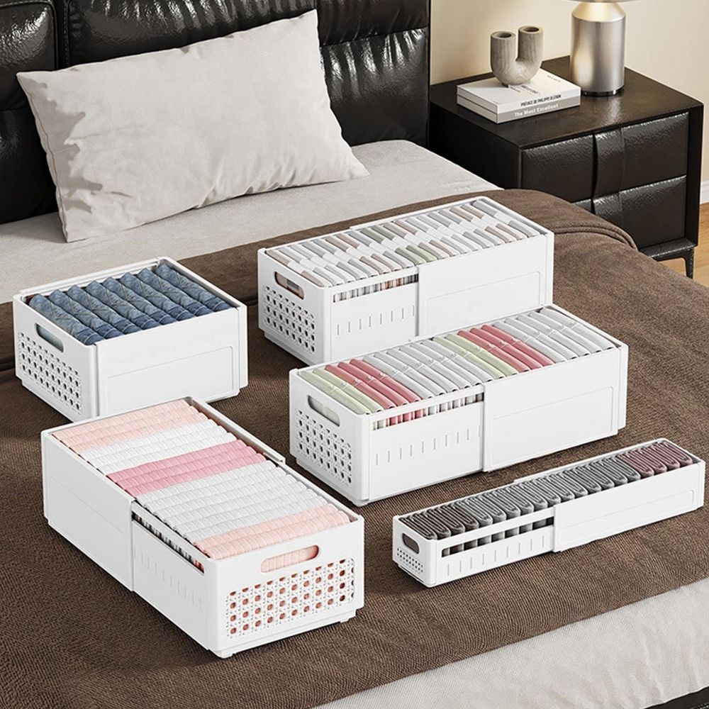 Foldable Storage Bins, Plastic Retractable Boxes For Organizing, Adjustable Drawer Organizers, Separators Dividers For Bedroom Kitchen Utensils Tools Closet