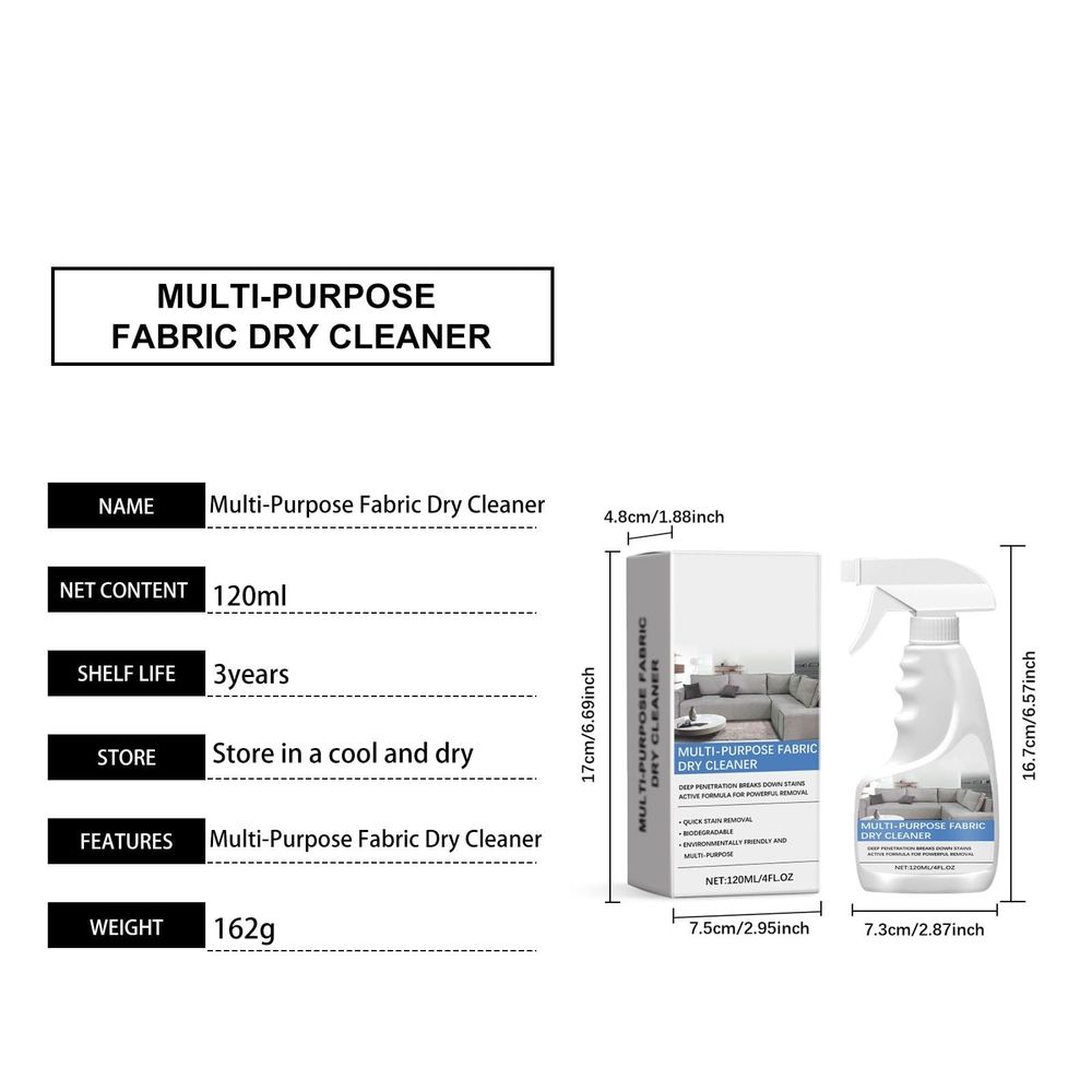 Fabric Cleaner, Fabric Stain Remover Spray, Multi-Surface Fabric And Upholstery Cleaner, Safely Remove Tough Stains For Couches, Sofas & Car Interiors