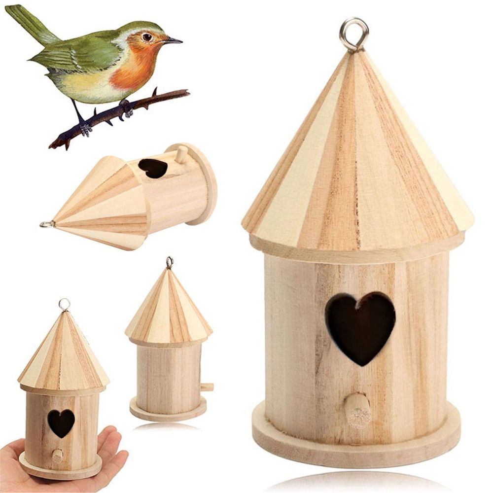 Unfinished Wooden Birdhouse, Wood Bird House, Unfinished Birdhouse to Paint Hanging for Outside Garden Patio Decorative