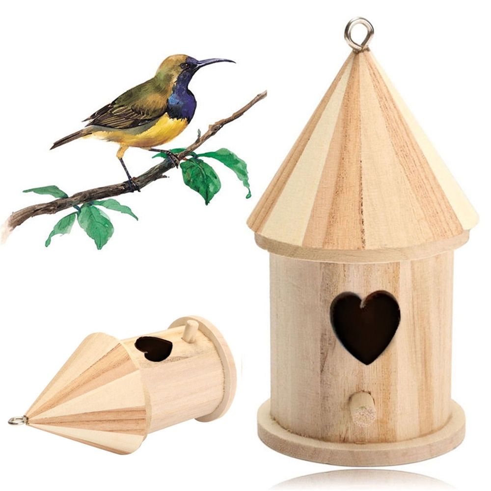 Unfinished Wooden Birdhouse, Wood Bird House, Unfinished Birdhouse to Paint Hanging for Outside Garden Patio Decorative