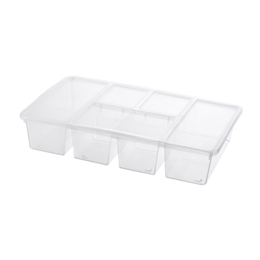 Divided Veggie Tray With Lid, Salad Bar Containers For Fridge Organizer, 5 Compartment Snack Box Container, Clear Plastic Food Storage Container For Fruit, Vegetable, Salad, Meat