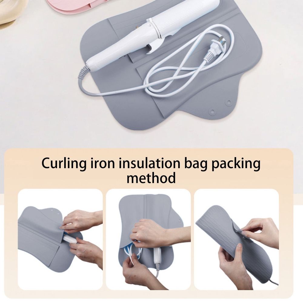 Silicone Heat Resistant Mat Pouch For Hair Straightener, Curling Iron And Flat Iron, Portable Travel Mat And Cover For Hair Styling Tools