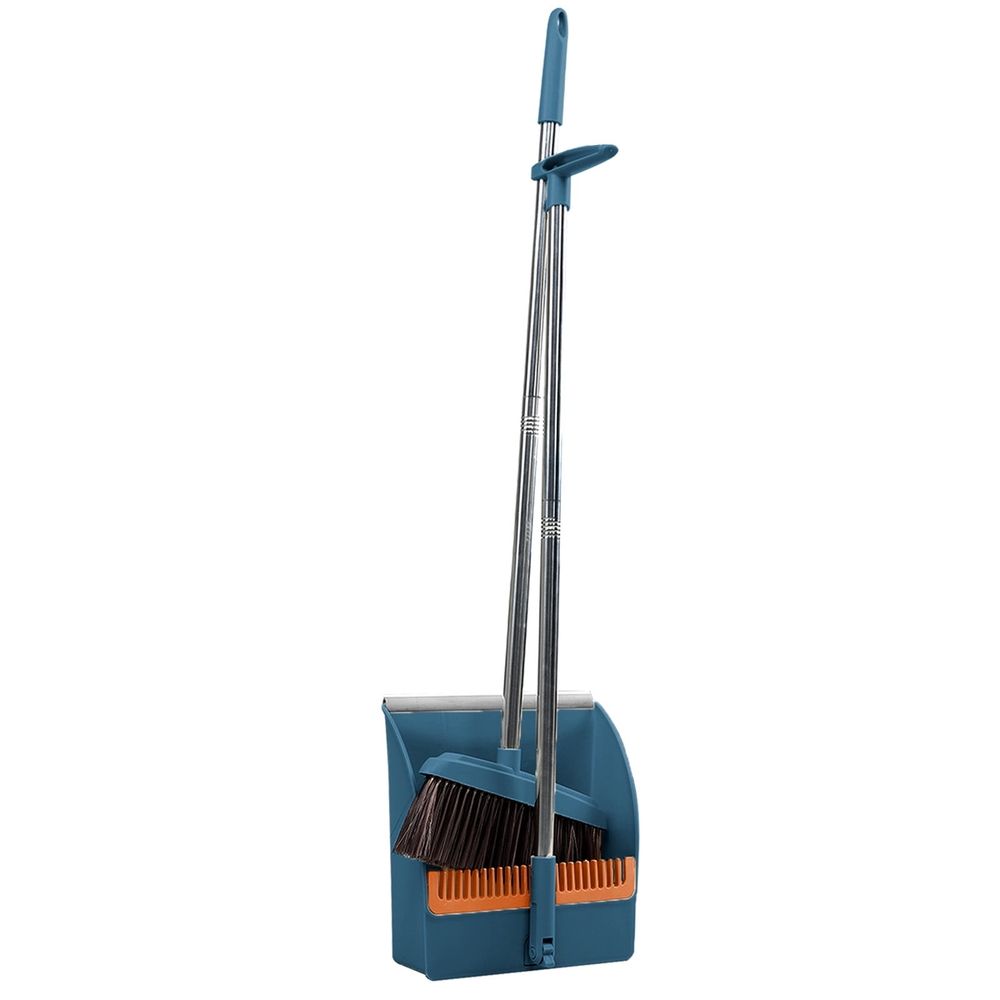 Broom and Dustpan Set Indoor 180 Rotatable Standing Storage, Broom and Dustpan Set Foldable Hand Broom, Brooms and Dustpan Set with Scraping Teeth and Scraper Deep Cleaning Suitable for Home