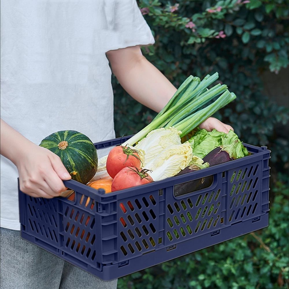 Desktop Folding Storage Basket 12 x 8 x 5 Inch Plastic Collapsible Bin for Snacks Stationery Cosmetics Fruit Organizer and Storage Box for Home Kitchen Office Camping Car