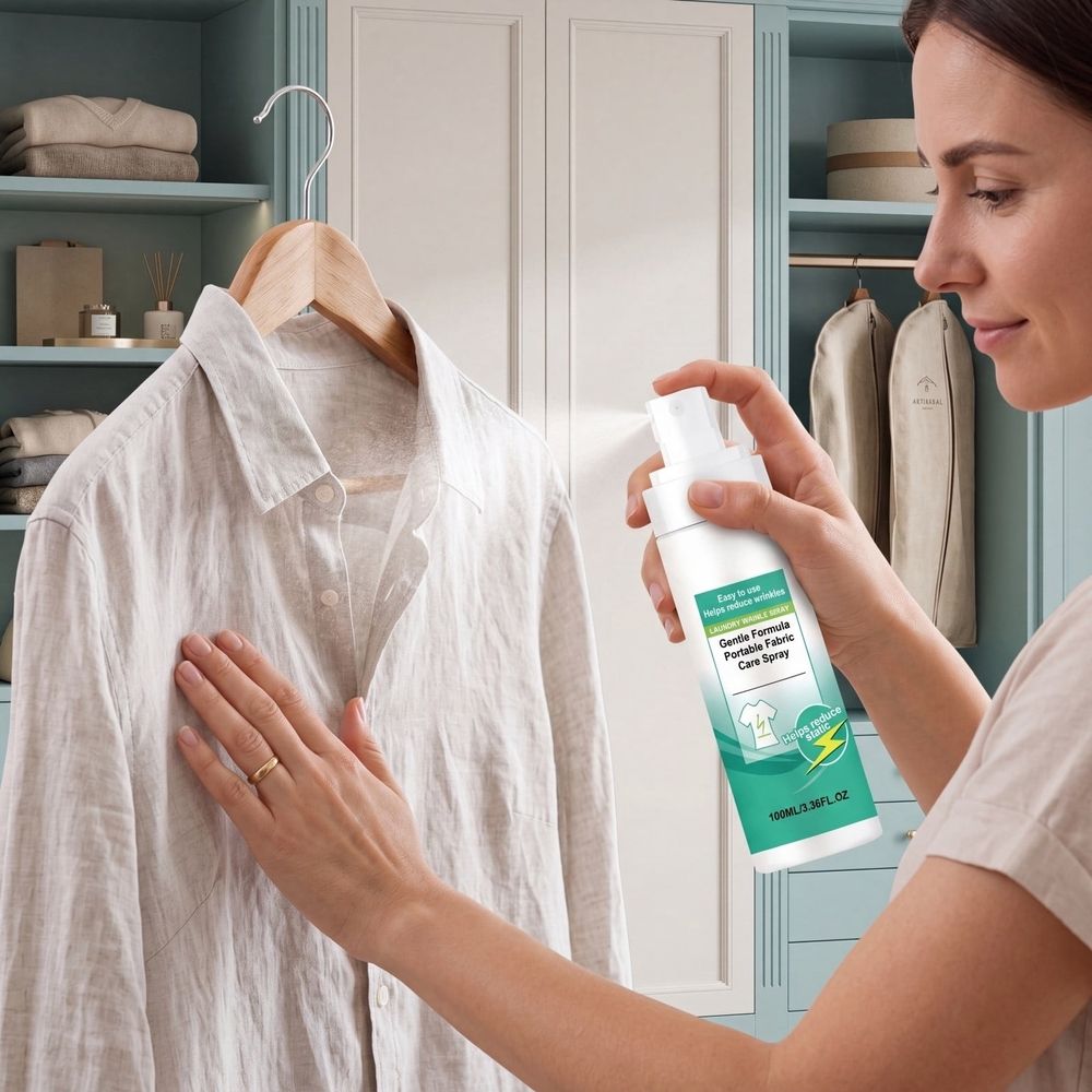 Wrinkle Release Spray Fabric Crease Remover For Clothes Ironing Aid For Travel Reducing Wrinkle Guard For All Fabrics 100ml