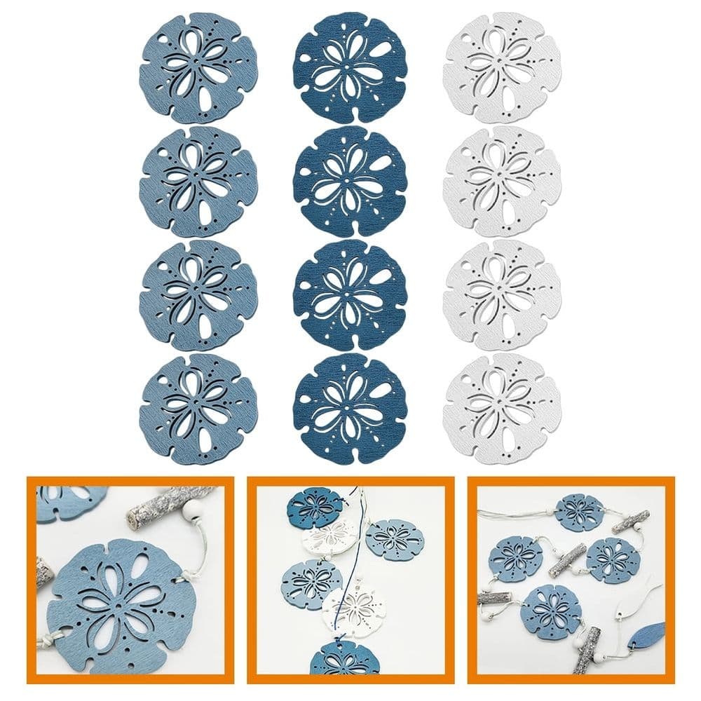 36 Piece Wooden Ocean Hollow Shell Decorations Set Assorted Color Mediterranean Style Home Decor