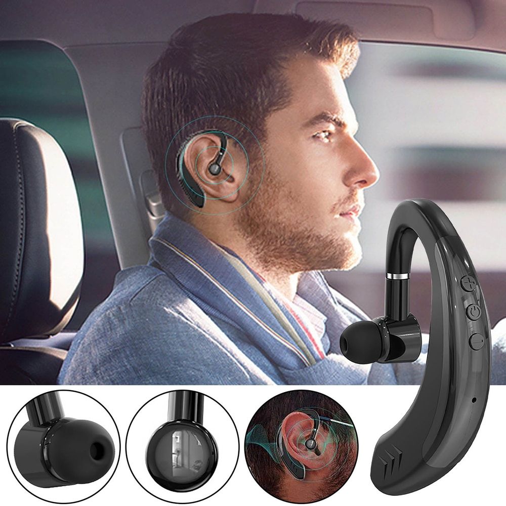Wireless Earpiece Wireless Headset Noise Cancelling Headset in-Ear Headphone Business Earphones Compatible with Android iOS Smart Phones Laptop for Office Driver Trucker Black