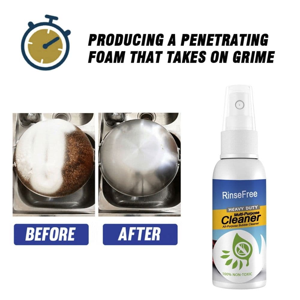 Heavy Duty Kitchen Cleaner Spray Rinse Free Foaming Degreaser 30ml Multi-Purpose Grease Cleaner