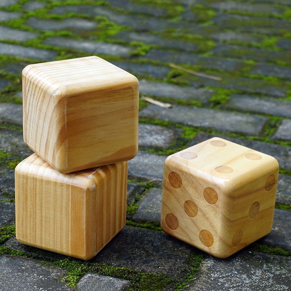 Large Wooden Yard Dice Game Set Outdoor Backyard Giant Wood Dice for Family Fun and Lawn Games