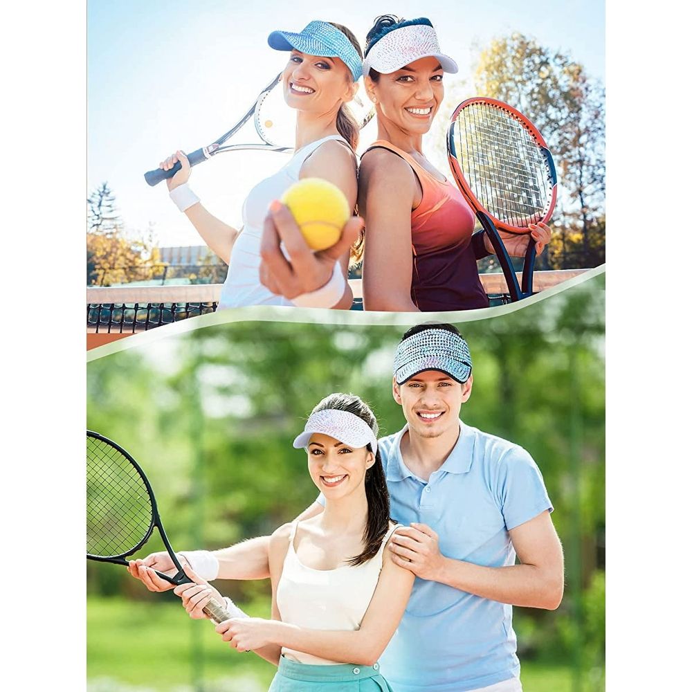 Shiny Rhinestones Sport Sun Visor Adjustable Summer Cap Visor Caps for Women Men
