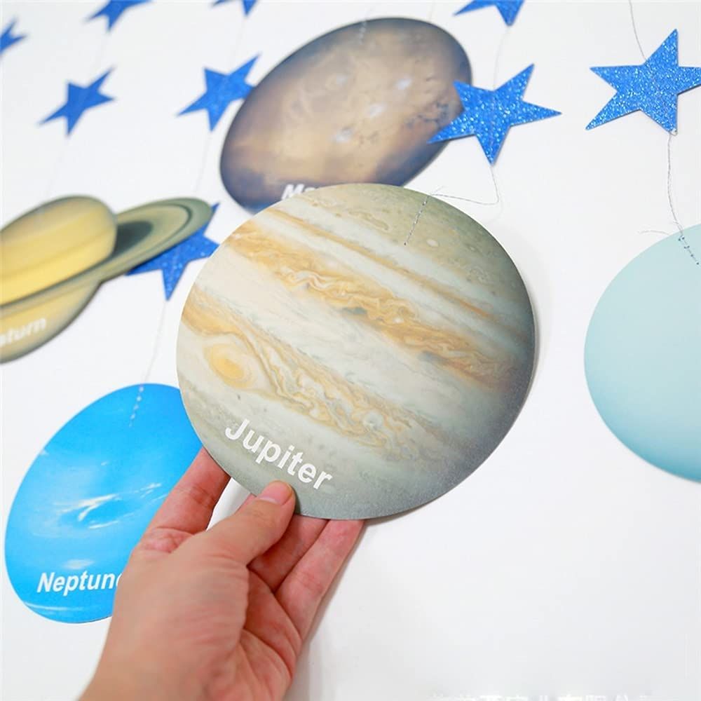 Galaxy Solar System Hanging Paper Decoration, Stars Paper Garland Party Streamers, Outer Space Hanging for Kids Bedroom Decor Birthday Party Supplies