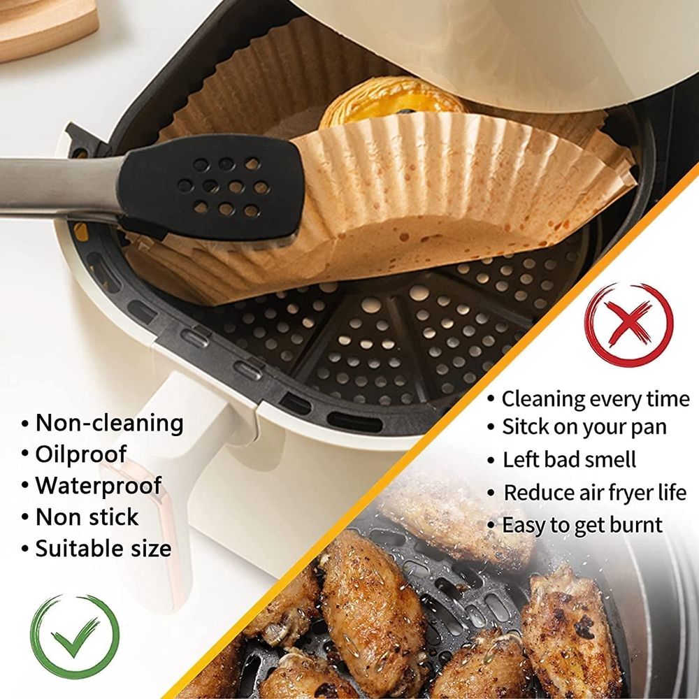 Air Fryer Disposable Parchment Liner Square 100PCS for 5 to 8 Qt Basket, 7.9 inch Parchment Paper Non-stick Oil-proof