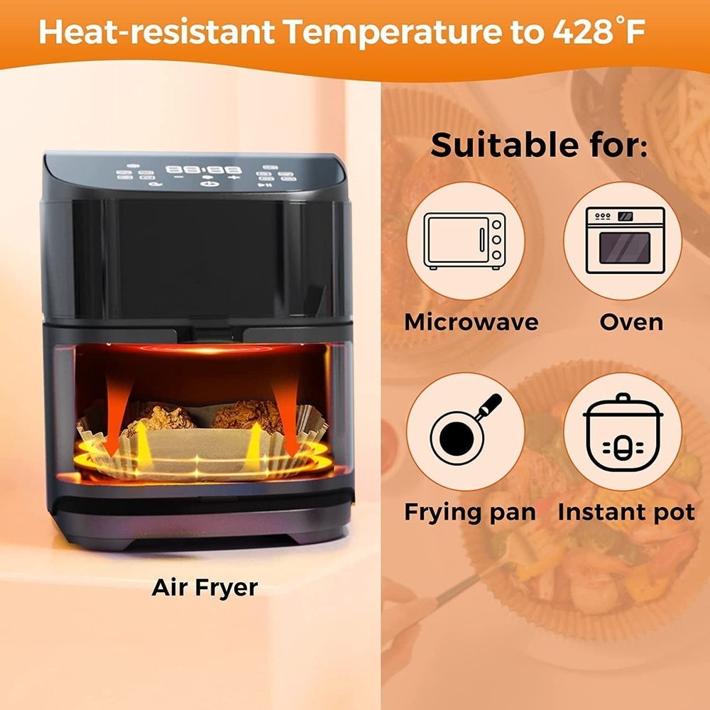 Air Fryer Disposable Parchment Liner Square 100PCS for 5 to 8 Qt Basket, 7.9 inch Parchment Paper Non-stick Oil-proof